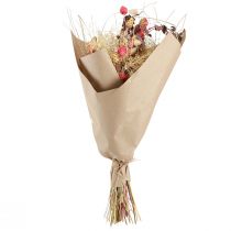 Product Dried flower bouquet Boho style Strawberry thistle & Cornflower in bleached red, lifelike 150g