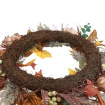 Product Door wreath Protea Artificial wreath with autumn leaves Ø55cm