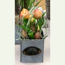 Product Artificial flowers in pot Artificial tulips pink yellow 22.5cm