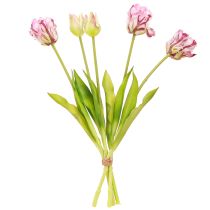 Product Tulips artificial parrot tulips purple bouquet with 5 flowers 40cm