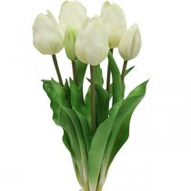 Product Artificial Tulips White Cream Real Touch 38cm 7pcs