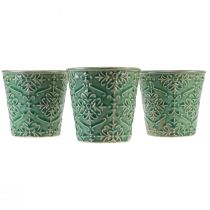 Product Planter ceramic crackle glaze green Ø11cm H11cm 3pcs