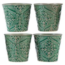 Product Planter ceramic crackle glaze green Ø7cm H8cm 4pcs