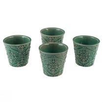 Product Planter ceramic crackle glaze green Ø7cm H8cm 4pcs