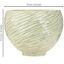 Product Planter decorative bowl ceramic in green Ø15cm H11cm 2pcs