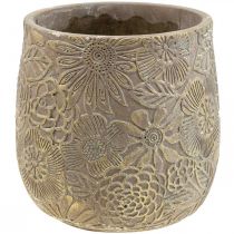 Planter gold flowers ceramic flower pot Ø13.5cm H15cm