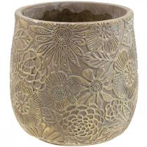 Product Planter gold flowers ceramic flower pot Ø13.5cm H15cm