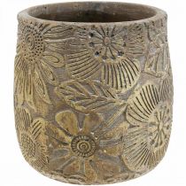 Planter gold flowers ceramic flower pot Ø17cm H19cm