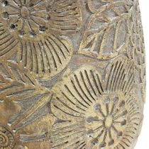 Planter gold flowers ceramic flower pot Ø17cm H19cm