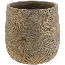 Product Planter gold flowers ceramic flower pot Ø21cm H22.5cm