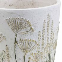 Planter Large Flower Pot Ceramic White Gold Ø20.5cm H20cm