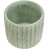 Product Planter Ceramic Green Retro Striped Ø12.5cm H11.5cm