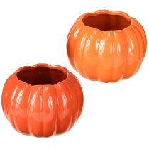 Product Planter ceramic pumpkin orange assorted Ø14cm H10cm 2 pcs