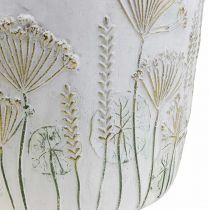 Planter Ceramic White Gold Flower Pot Ø17.5cm H16.5cm