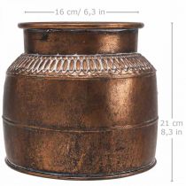 Product Planter large metal copper relief decorative planter Ø22cm H21cm