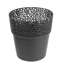 Product Planter plastic flower pot anthracite Ø13cm H13.5cm