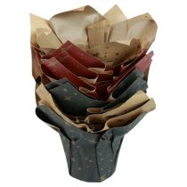 Product Planter Paper Stars Red/Anthracite/Natural Ø9.5cm H10cm 9pcs