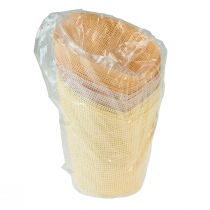 Product Planter paper woven vanilla, orange, pink Ø9cm H18cm 9pcs