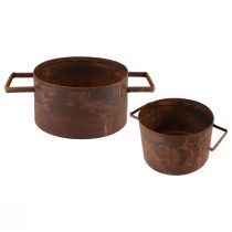 Product Planter rust metal plant pot Ø19.5cm/26cm set of 2