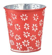 Product Planter red white flower pot floral metal Ø12.5cm H11.5cm