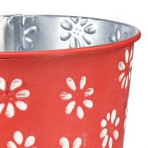 Product Planter red white flower pot floral metal Ø12.5cm H11.5cm