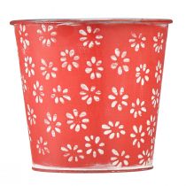Product Planter red white flower pot floral metal Ø12.5cm H11.5cm