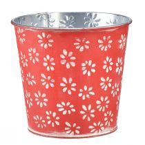 Product Planter red white mini flower pot floral metal Ø10.5cm H10.5cm