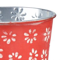 Product Planter red white mini flower pot floral metal Ø10.5cm H10.5cm