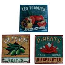Product Coasters ceramic motif vegetables vintage 15x15cm 3pcs