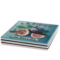 Product Coasters ceramic motif fruit vintage 15x15cm 3pcs