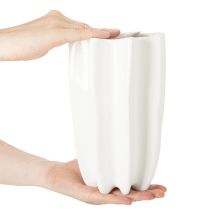 Product White Ribbed Ceramic Vase for Dried Flowers 24cm