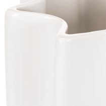 Product White Ribbed Ceramic Vase 24cm for Dried Flowers