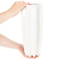 Product Tall White Ribbed Ceramic Vase 38cm for Artificial and Dried Flowers