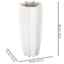 Product Tall White Ribbed Ceramic Vase 38cm for Artificial and Dried Flowers