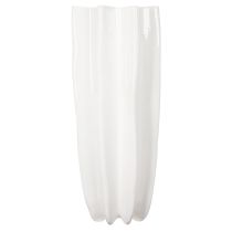 Product Tall White Ribbed Ceramic Vase 38cm for Artificial and Dried Flowers