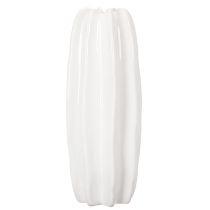 Product White Ceramic Ribbed Vase for Dried Flowers 40cm
