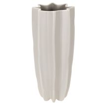 Product Modern Ribbed Ceramic Vase, 38cm Tall, Taupe Matte Finish for Dried Flowers