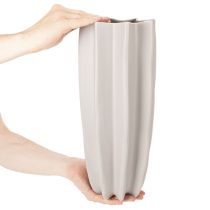 Product Modern Ribbed Ceramic Vase, Taupe Matt, 38cm