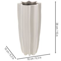 Product Modern Ribbed Ceramic Vase, Taupe Matt, 38cm