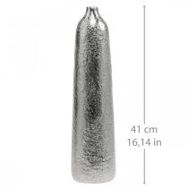Product Decorative Vase Metal Hammered Flower Vase Silver Ø9.5cm H41cm
