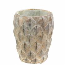 Planter vase concrete with leaf motif Ø14 cm
