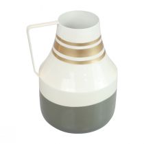 Product Vase metal handle decorative jug grey/cream/gold Ø17cm H23cm