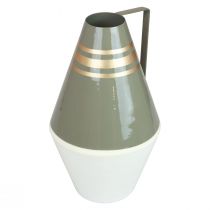 Product Nostalgic metal vase with handle in vintage look - Cream/Grey/Gold Ø19cm H31cm