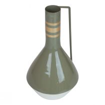 Vase Metal Handle Vintage Deco Jug Gray Gold Ø18cm H33cm