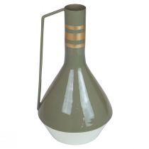 Product Vintage decorative metal jug with handle in grey and gold, Ø18cm H33cm, ideal for dried flowers and artificial plants