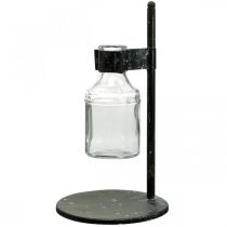 Product Decorative vase decorative bottle glass with metal stand black Ø13cm