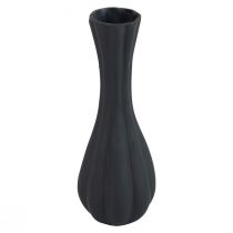 Vase black glass vase grooves flower vase glass Ø6cm H18cm