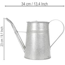 Product Galvanized decorative watering can, metal, grey, vintage look, 1.7L, H23cm, for stylish flower decorations &amp; planters
