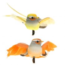 Bird on clip orange 14cm 8pcs