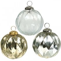 Product Vintage Christmas balls glass with pattern Ø10.5cm 3pcs